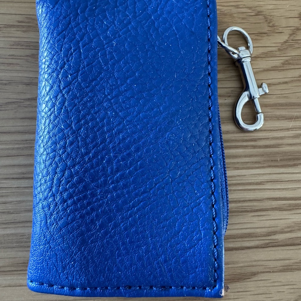 Blue Leather Key Holder Wallet
